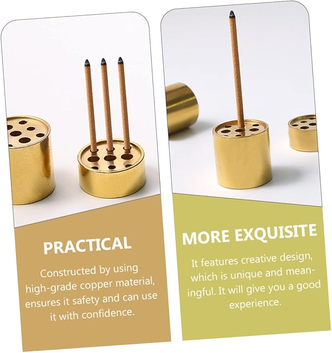 VOSAREA 4pcs Copper Incense Holders, 9-Hole Multi-Hole Incense Stick Bases, Small Retro Copper Burner Accessories for Meditation Room, Yoga Studio & Home Decor