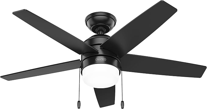 Hunter Bardot, Indoor, Ceiling Fan, Modern, 5 Blades, 44 inch, Matte Black
