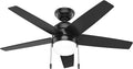 Hunter Bardot, Indoor, Ceiling Fan, Modern, 5 Blades, 44 inch, Matte Black
