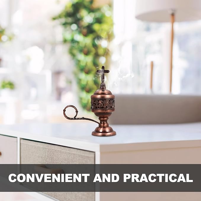 Cabilock Metal Incense Burner Charcoal Holder 6.1 Inch Gold Aromatherapy Censer for Home Yoga Spa Relaxation and Decorative Use