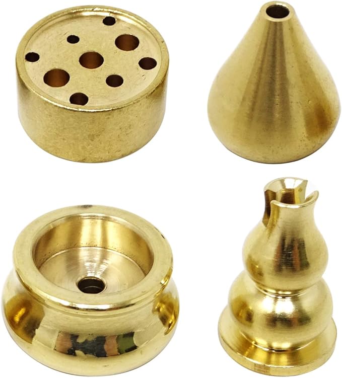 Honbay 4PCS Brass Incense Holder Incense Stick Holder Mini Incense Cone Burner Alloy Ash Catcher for Indoor Outdoor Use (4 Styles)
