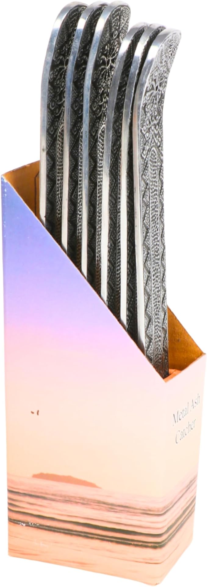 Hosley Set of 6 Metal Incense Stick Holder 9.5" Long, Ash Catcher-Silver Finish Ideal Gift for Wedding, Aromatherapy, Zen, Spa, Reiki, Meditation