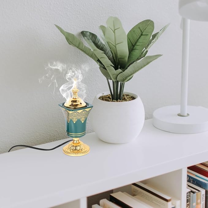 Ciieeo Electric Incense Burner Plug-in Desktop Censer with Metal Holder for Home Office Yoga and Spa Decor 7.67X2.95X2.95 Inch Us Plug