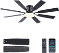 JSAITEE 60Inch Ceiling Fan with Lights, Large Low Profile Flush Mount,Black | Ceiling Fans,DC Reversible Motor Noiseless, 3CCT Dimmable, Dual Finish, 6 Speeds Ceiling Fan for Indoor/Outdoor