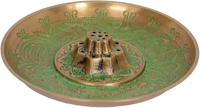 Skywalk Metal Brass Incense Agarbatti Stand Holder, Puja Accessory, Spiritual and Religious |Size-5" Pbs-Ld-46 Standard Green
