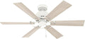 Hunter 52 inch Indoor Ceiling Fan No Light - White Ceiling Fan without Light, 6 Blades, Standard Mount, For Bedroom, Living Room, or Kitchen, Pull Chain - Gilrock 52354, Matte White