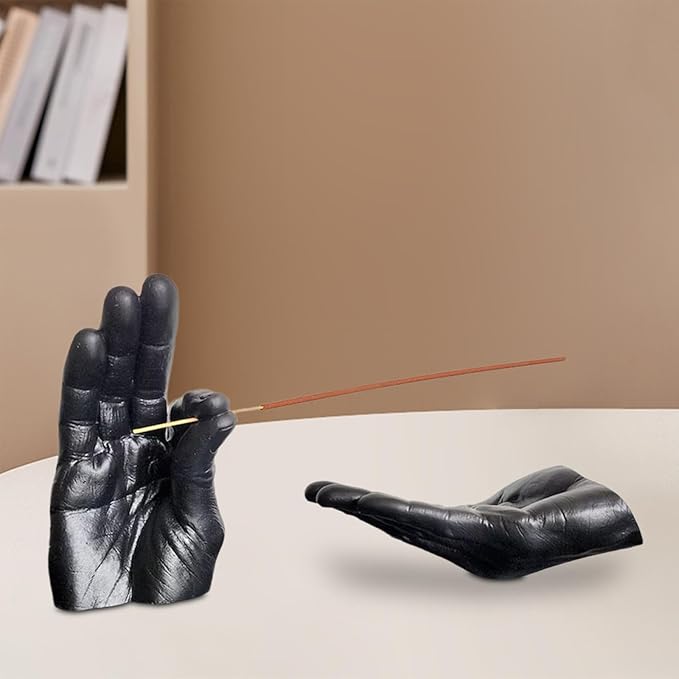 Yajuyi Hand Statues Incense Burner Incense Holder Tabletop Ornament Decorative Figurines for Office, Black