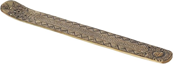 Hosley Antique Gold Aluminium Incense Holders. Set of 6 Each 9.5-Inch-Long Holder, Rich Antique Gold Finish Adding Rustic Charm to Any Room, Perfect for Home Ambiance and Décor