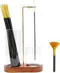 2 in 1 Incense Holder for Sticks - Glass Incense Burner with Ash Catcher, Japanese Hanging Incense Burner with Storage and Wooden Base for Meditation Yoga Spa Homen Room Unique Decor
