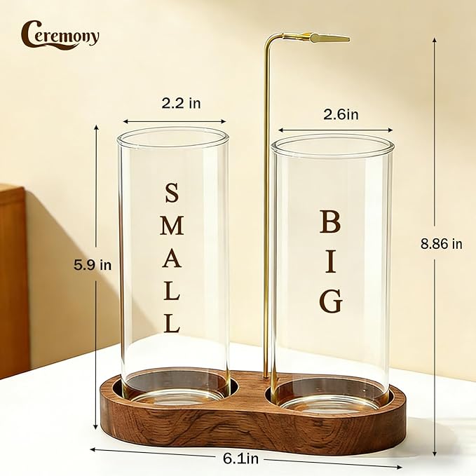 Ceremony Incense Holder, 2 in 1 Wooden Incense Holder for Sticks, Anti-ash Incense Burner with Glass Ash Catcher for Meditation Yoga Spa Room Decor