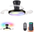 30" RGB Chandelier Fan, Black Modern Fandelier,Dimmable LED Ceiling Fan with Light,6-Speed Reversible,Remote APP Control,for Bedroom Living Room