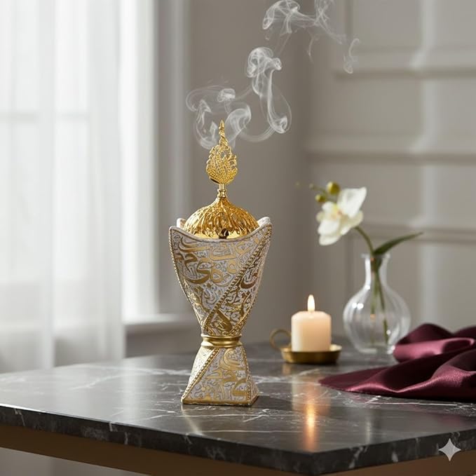 Bakhoor Burner, Charcoal Incense Burner, Frankincense Resin Incense Burner, Incense Burner for Yoga, Spa Aromatherapy，Office & Home Decor Gifts (Style2-white)