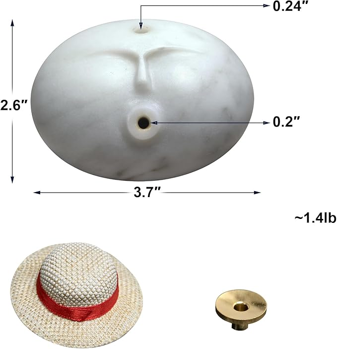 Stone Figure Incense Burner, Marble Backflow Incense Holder with Metal Pad & Mini Hat, Zen Meditation Decor, Modern Home Office Altar Statue, Unique Gift in Black & White (White)