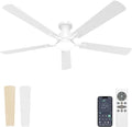 VOLISUN 60 Inch Ceiling Fan with Lights Flush Mount, Low Profile Ceiling Fans with Lights, Remote&APP Control,Dimmable 22W LED Light,Queit&Reversible Fan, White Ceilings Fans for Bedroom, Living Room