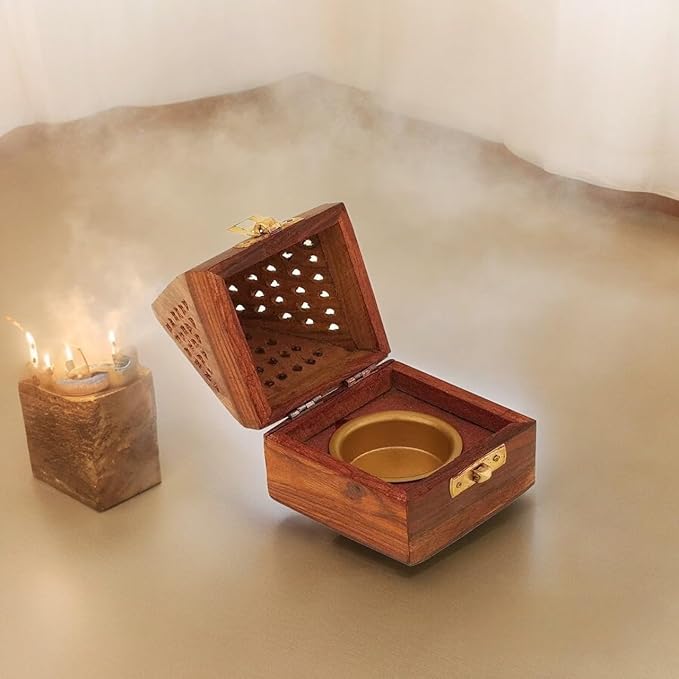 Yajna Traditional-Handmade Incense-Stick-and-Cones-Holder Incense-Burner-ash-Catcher-Stand (Wooden Pyramid)