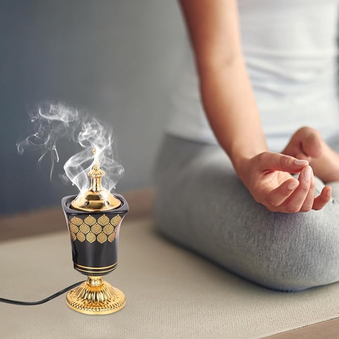 Amosfun Electric Incense Burner Arabian Style Censer Home Office Tabletop Decor Yoga Spa Aroma Ornament US Plug