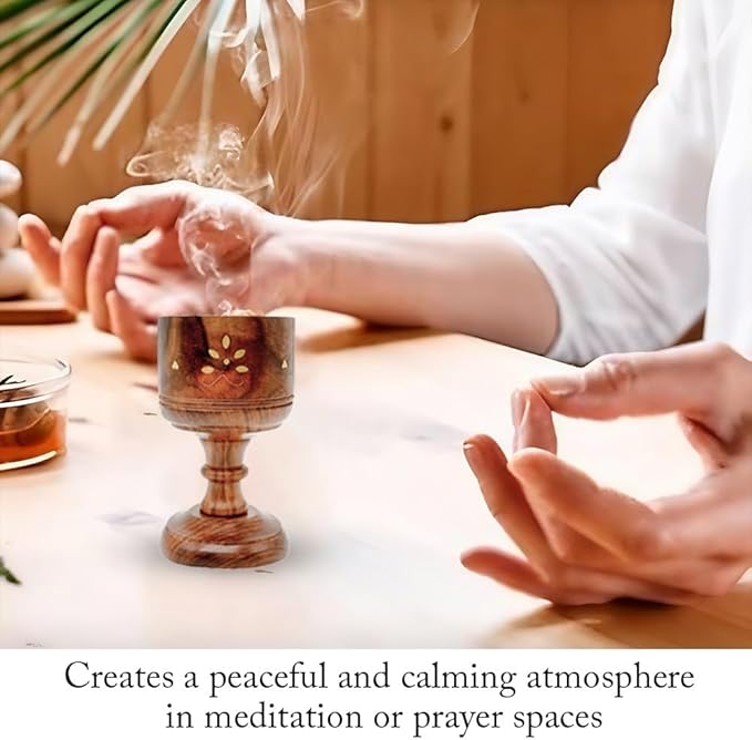 Traditional Wooden Incense Burner for Loban & Dhoop Sticks | VudRtyst Pooja Room Decor with Kapur Diffuser | Elegant Home Fragrance Holder