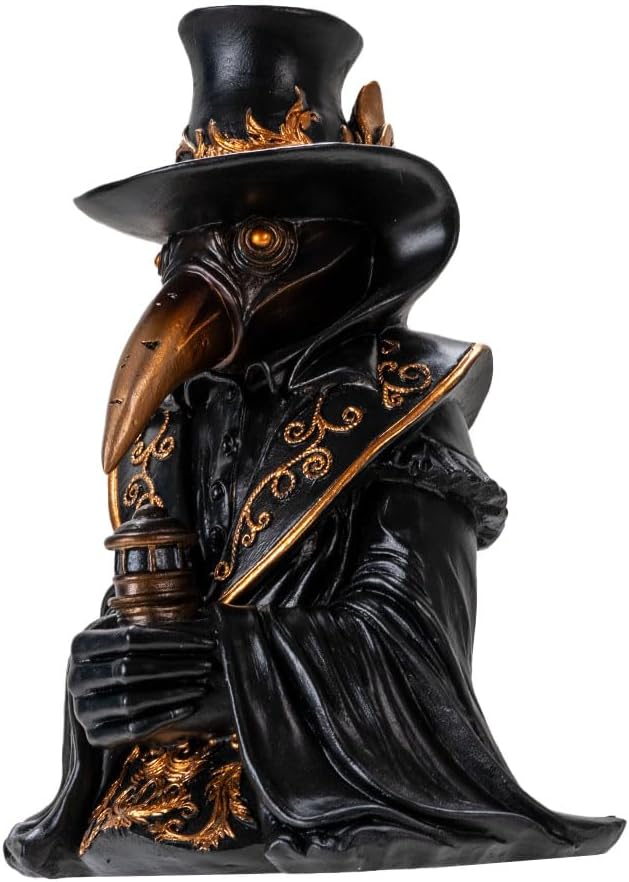Pacific Giftware Dr. Plague Backflow Burner Gothic Resin Holder with Intricate Gold Accents Ideal for Aromatherapy Gift and Unique Home Decor 7.01" Tall