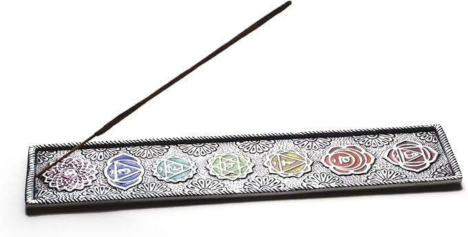 Chakras Incense Holder Silver Stick Incense Burner for Yoga, Meditation, Chakra Alignment, Ash Catcher, Handmade Spiritual Gift, Home Decor Incense Burner for Sticks