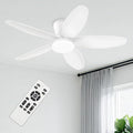 White Ceiling Fan with Light, 42 Inch Low Profile Flush Mount Ceiling Fan 6-Speed Wind, Quiet Reversible DC Motor, 3 Color Dimmable Lighting, Small Ceiling Fans for Living Room/Kitchen/Bedroom