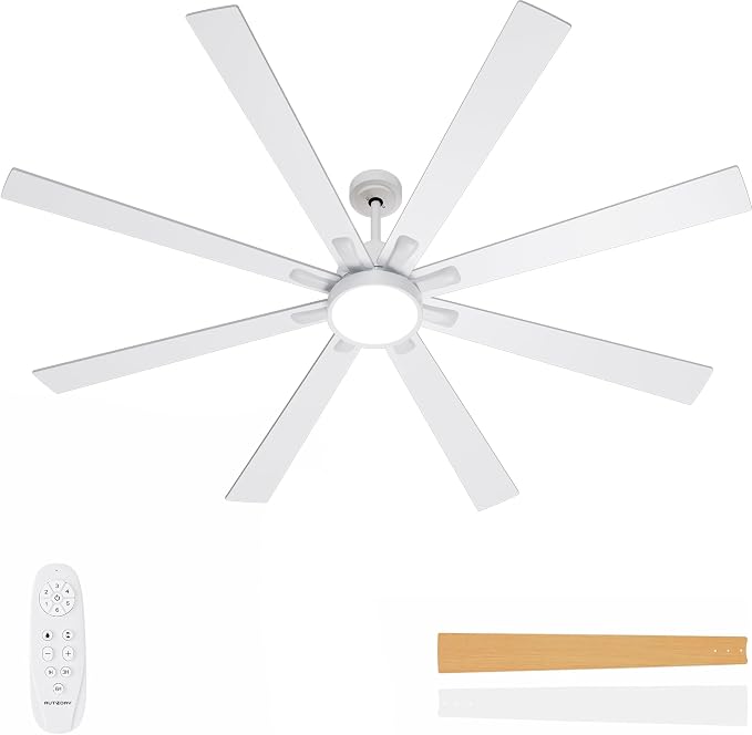 84 Inch Ceiling Fans with Lights and Remote - Wood/Brushed Nickel Ceiling Fan, Quiet DC Motor, 3 CCT, Modern Dimmable LED Lighting & Large Ceiling Fans for Living Room Patio, Indoor/Outdoor