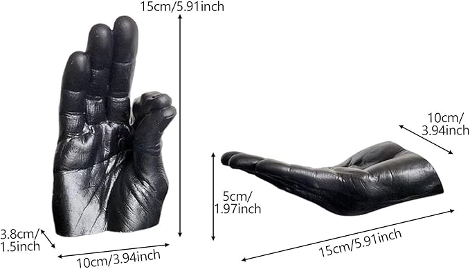 Yajuyi Hand Statues Incense Burner Incense Holder Tabletop Ornament Decorative Figurines for Office, Black