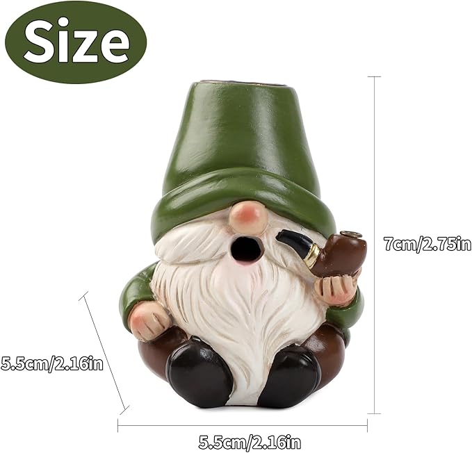 Gnome Incense Holder for Sticks and Incense Cone Holder, Resin Mini Gnomes Figurines Incense Stick Holder, Cute Incense Burner for Yoga Meditation Home Office Decor,Gnome Gifts for Women (Green)