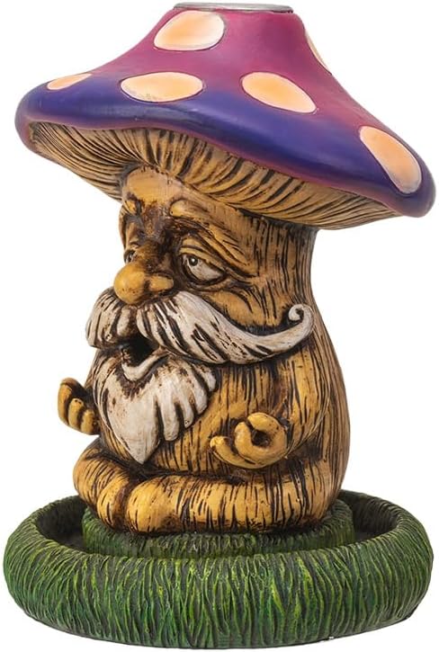 Pacific Giftware Mushroom Gnome Backflow Incense Burner – Relaxing Mushroom Gnome Handcrafted Decorative Piece for Home and Garden - Relaxation and Meditation