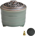 Ceramic Incense Holder with Beauty Lid,Coil Incense Burner for Cone and Powder Incense,Mediation Gift,Home Decor（Light Green）
