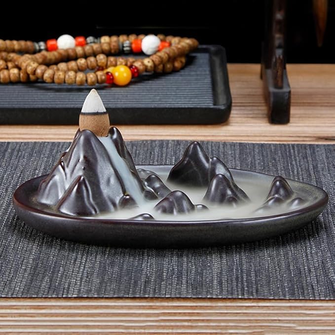 Ornaments Incense Burner, Ceramic Backflow Censer, Backflow Aromatherapy Incense Censer Holder for Home Reading Room Ornaments