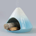 Chiminea Palo Santo Holder Sage Burner, Ceramic Incense Holder for Burning Sage Smudge Sticks and Palo Santo, Smudge Bowl for Yoga, Meditation, and Energy Cleansing (Blue)