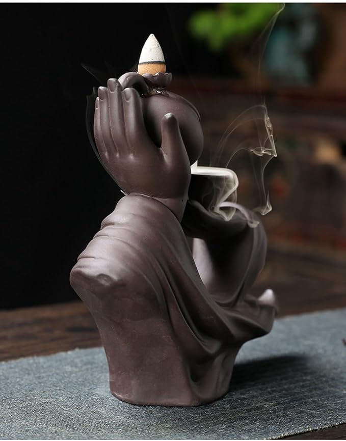 Buddha Hand Series Backflow Incense Burner Indoor Smoke Waterfall Incense Holder Creative Ceramic Incense Burner (Teapot Bergamot)