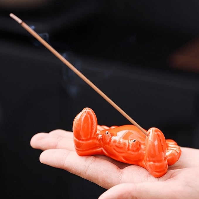 Cute Crab Incense Holder, Ocean Animal Ceramic Incense Burner for Sticks, Yoga Meditation Home Office Desktop Decor, Unique Coastal Ornament
