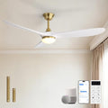 Sofucor 60 Inch Smart Ceiling Fan with Lights, ABS Blade, Golden & White | Alexa/Google/APP/Remote Control, Quiet DC Motor, Timer, 3CCT, Dimmable, Indoor Outdoor Bedroom/Living Room/Patio/Kitchen