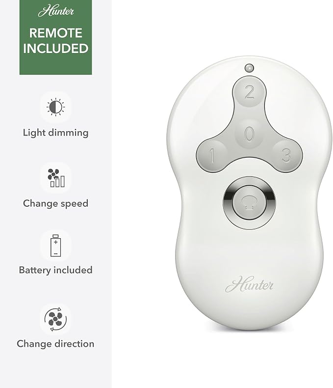 Hunter 44 inch Indoor Ceiling Fan with LED Light and Remote Control - White Modern Ceiling Fan, Low Profile Mount, 4 Blades, For Bedroom, Living Room, or Kitchen, Quiet - Dempsey 59244, Fresh White | with LED Light and Remote Control, Low Profile Mount...