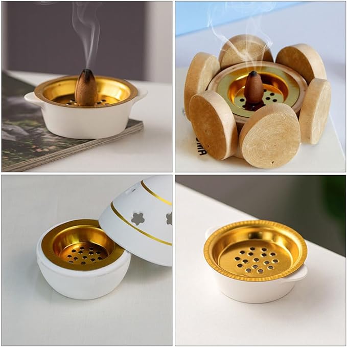Zerodeko 10pcs Censer Accessories Charcoal Incense Burner Mesh Incense Burner Tray Net Sieve for Resin Screen Tray for Incense Golden Iron