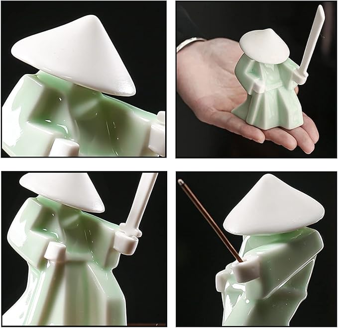 LYART Tea Pet Warrior Statue Figurine Tea Ornament Accessories Cute Kung Fu Tea Ceramic Sculpture Decoration Gift for Tearoom Home Office Children's Day Gift for Tea Lover 1pcs(Green)