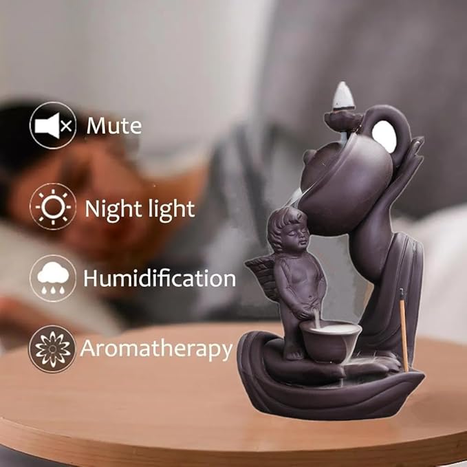 Buddha Hand Series Backflow Incense Burner Indoor Smoke Waterfall Incense Holder Creative Ceramic Incense Burner (Boy)