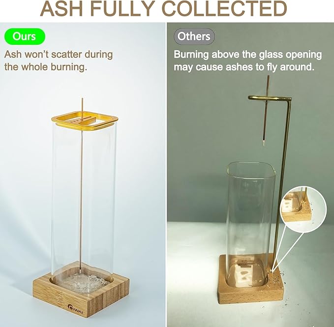 Hanging Incense Holder, Incense Holder for Sticks with Removable Glass Ash Catcher, Anti-Ash Flying Upgrade Design, COIWAI,Perfect for Yoga, Tea Ceremonies, Meditation, Spa and Home Relaxation