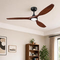 Skylike 52" Wood Outdoor Ceiling Fan with Lights, Propeller Farmhouse Ceiling Fan and Remote Control, 3 Blade Dark Walnut Ceiling Fan for Patio,Porch, Gazebo, Bedroom