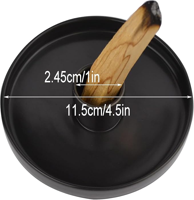 Palo Santo Stick Holder, Small Modern Palo Santo Holder, Ceramic Black Incense Holder for Wood Sticks, Candle Holder for Meditation Decor, Energy Cleansing&Healing, Cone Incense Holder