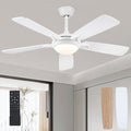 Kviflon 52 Inch Ceiling Fans with Lights and Remote, Modern Indoor Outdoor Ceiling Fan for Bedroom Living Room Patio Porch, 6 Speeds, Reversible Quiet Motor, Dual Finish Wooden Blades, White