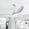 Sofucor 52 Inch Smart Ceiling Fan with Light, Modern Ceiling Fan with 3 Plastic Blade, Quiet, Dimmable, Compatible with Alexa/Google/App, 6 Speeds 7000CFM, Timer Quiet Reversible DC Motor, ETL, White