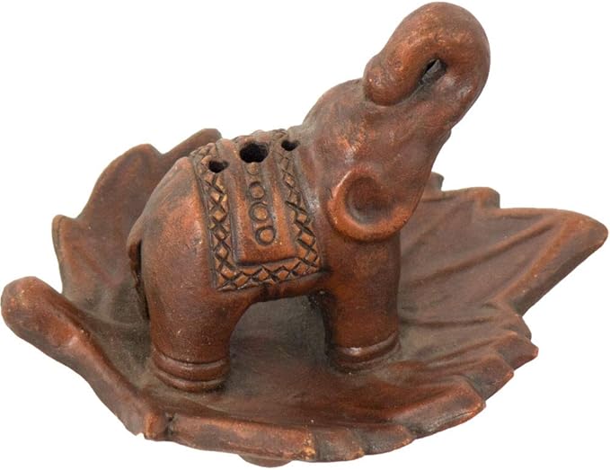 Ceramic Elephant Incense Holder Terra Cotta - 4 Inches