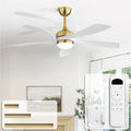 CACI Mall 52 Inch Ceiling Fans with Lights and Remote, modern, Outdoor ceiling fan with 6-Speed, 5 Blades, 2 Downrods, 3 CCT, Timer, Quiet Reversible DC Motor for Living Room, Bedroom, Patios