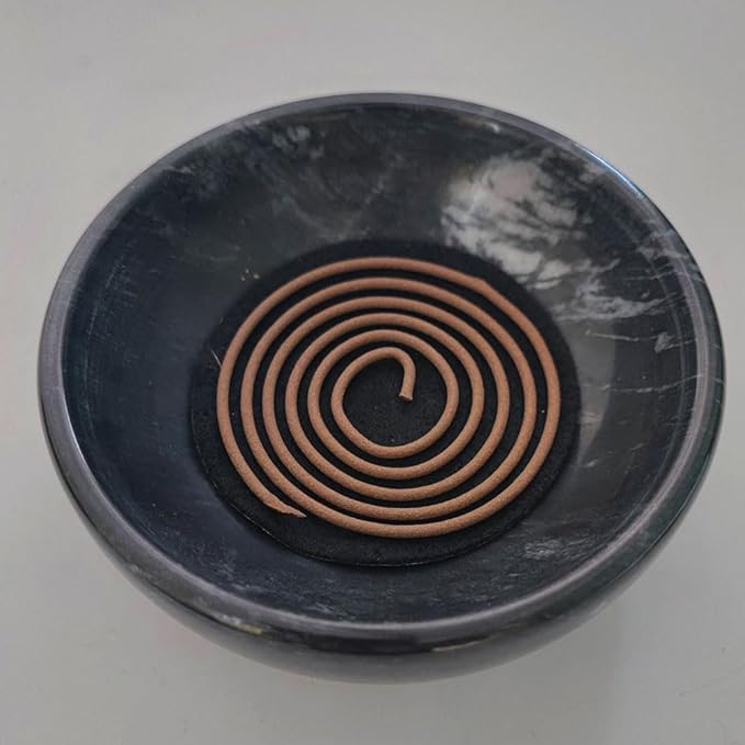 Handmade Natural Marble Incense Holder 9 Hole Design Ash Catcher Tray for Incense Sticks, Palo Santo & White Sage | Durable Home Decor Gift for Meditation, Yoga (Black)