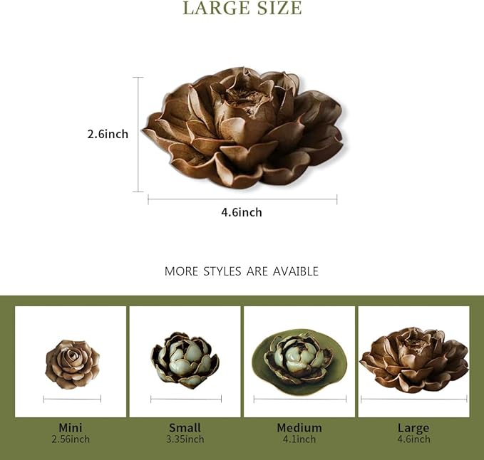 Collectible Handmade Chinese Ceramics, Large Ceramic Incense Stick Holder, Handicraft Lotus Fountain Backflow Incense Burner Bowl Ash Catcher Inscent Tray for Home Decor and Gift, 4.62 Inch, Gray