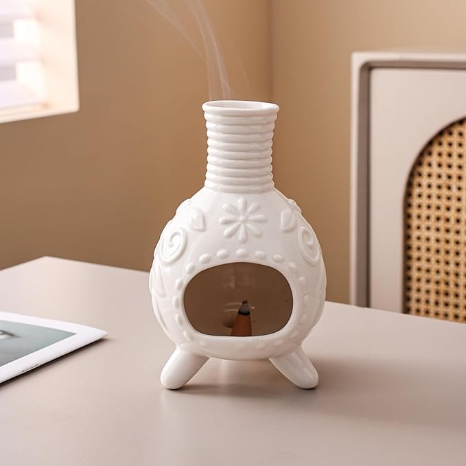 Ceramic Palo Santo Holder - Small Chiminea Burner for Meditation, Energy Cleansing, Palo Santo Holder for,Candle,Sage Burner Gifts for Mom Women
