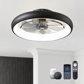 Ceiling Fans with Lights and Remote, 20'' Low Profile Flush Mount, 6 Wind Speeds, Modern Dimmable LED Ceiling Fan, Smart Ceiling Fan for Bedroom, Kids Room (Black)