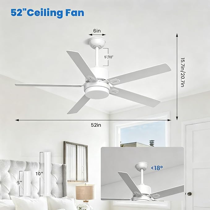 Obabala Ceiling Fan with Light 60 Inch, DC Motor Ceiling Fan with Remote and APP Control, Dimmable LED Color Changing, Reversible Quiet Fan for Bedroom Living Room Indoor Outdoor, Modern